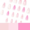 Pink Press on Nails Medium Almond Fake Nails 3D French