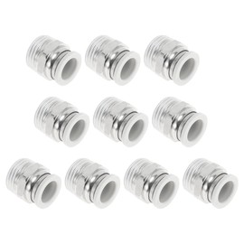 Motoforti Push to Connect Air Fittings 1/2" Male Thread Air Line Quick Connector Plastic Metal 1/2"BSPT 10 Pcs White Silver Tone