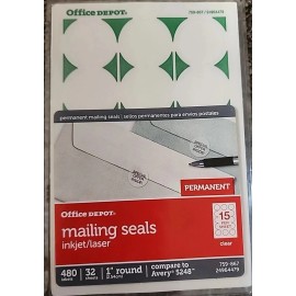Office Depot Brand Permanent Mailing Seals 1in Diameter Clear Pack of 480