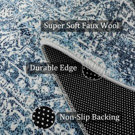 Morebes Vintage Area Rug 3x5, Washable Entry Rug Traditional Medallion Laundry Bedroom Mat,Non-Slip Non-Shedding Bathroom Accent Carpet for Entrance Living Room Office Rv,Deep Blue