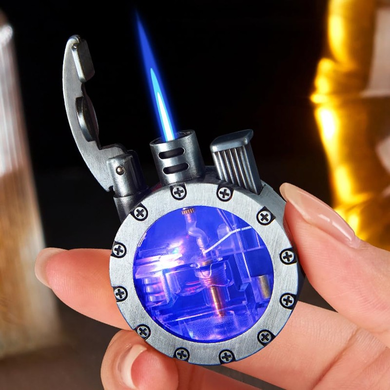Laicengo Vintage Steampunk Trench Lighter, Jet Torch Lighter, Butane Refillable