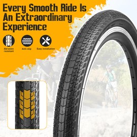 MEGHNA Bicycle Tyres Bike Tires Replacement Tyres: 20/24/26x1.75 Inch Folding Bike Tire for for Beach Cruiser Mountain Bikes MTB/BMX (1 Tire, 20x1.75 Inch)