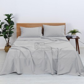 400 TC Premium Egyptian Cotton King 12 inch Deep Pocket 4 PC Sheet Set(Silver Grey Solid)