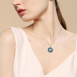 MONGAS Unicorn Necklace Sterling Silver Unicorn Pendant Created Crystal Necklace Animal Jewelry Gifts for Women