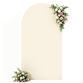 Beige Arch Cover, 6FT Arch Backdrop Cover, Spandex Arch Covers Stretchy Backdrop for Wedding Baby Shower Birthday Party Banquet Graduation Bridal Photo Arch Cover
