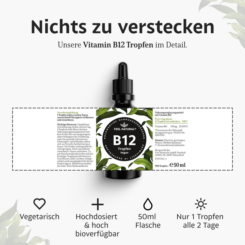 Vitamin B12-50 ml (1,750 drops) – With both active forms