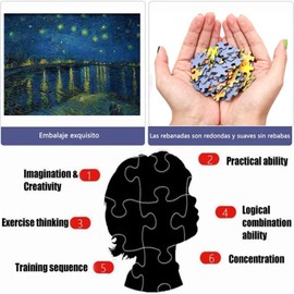 1000 Piezas Rompecabezas, Rompecabezas de arte de pintura al óleo, Piezas Para Niños Y Adultos Y Adolescentes, Rompecabezas Juego Familiar, Ideal Para Desafíos De Rompecabezas (Cielo Estrellado)