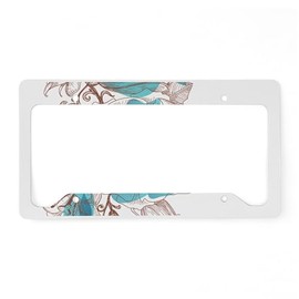 CafePress Pretty Floral License Plate Holder Aluminum License Plate Frame, License Tag Holder