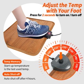 Hodeamy Heated Floor Mat Under Desk for Foot Warmer - Wider 110V Adjustable Temperature Electric Space Heaters Heating Pad - Carbon Crystal & Energy Saving Feet Warmers for Office,Home (Wood Grain)