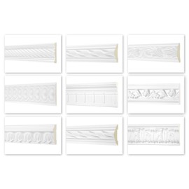 HEXIM Perfect 2 Metre Flat Profiles - Large Selection (AC255-50 x 18 mm) Stucco Profile Made of PU Patterned, White, Flat Strips, Wall Strip, Ceiling Profile