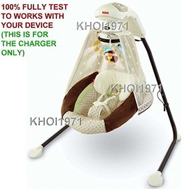 KHOI1971 Wall AC Adapter Cable for Compatible with Brown Beige Y9422 Starlight Papasan Nite Nite Monkey Fisher Price Cradle Baby Swing AC Adapter NOT Created or Sold by Fisher Price