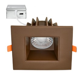 Maxxima 4 in. Ultra Thin Recessed Anti-Glare LED Downlight, Canless IC Rated, 1000 Lumens, 5 Color Temperature Selectable 2700K/3000K/3500K/4000K/5000K, Dimmable Square Bronze Trim, 90 CRI, J-Box Incl