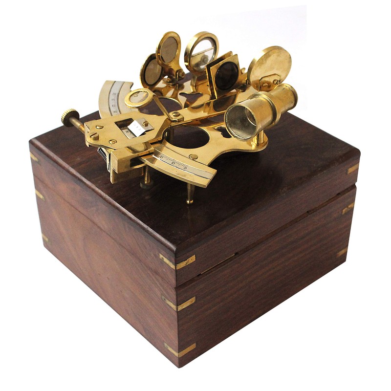 Vintage Ship History Sextant with Hardwood Box Antique Marine Collectible