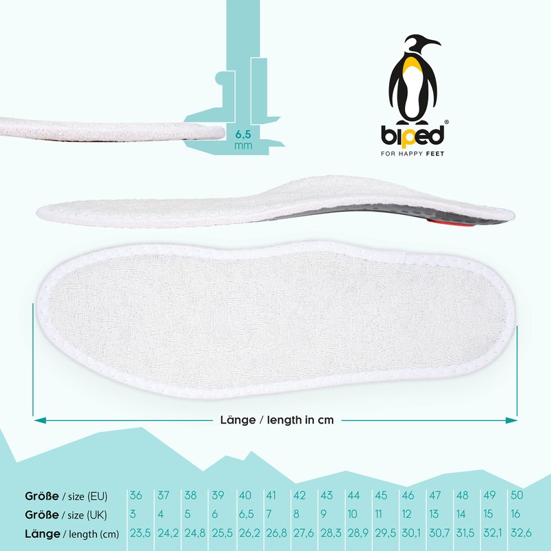 biped Premium Summer Footbed, Anatomically Shaped Barefoot Inlay with Soft