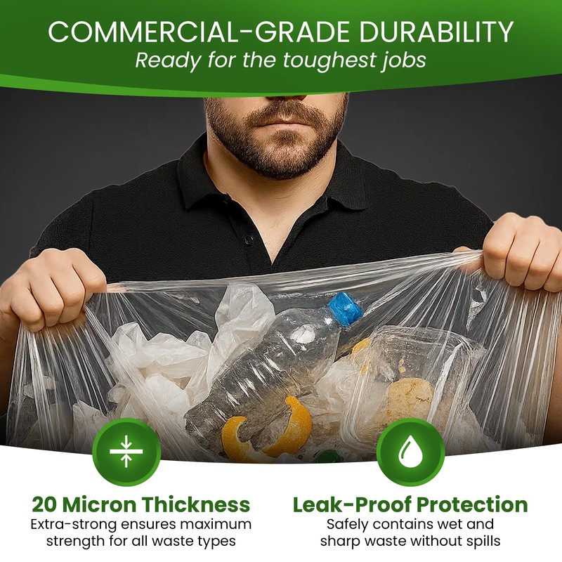 Betta 40-45 Gallon Clear High-Density Trash Bags, 150 Count Box,