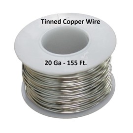 1/2 Lb. Tinned-Copper Bus Bar, Wire, Solid (Soft) Annealed Uninsulated (20 AWG. - 155 Ft Spool)