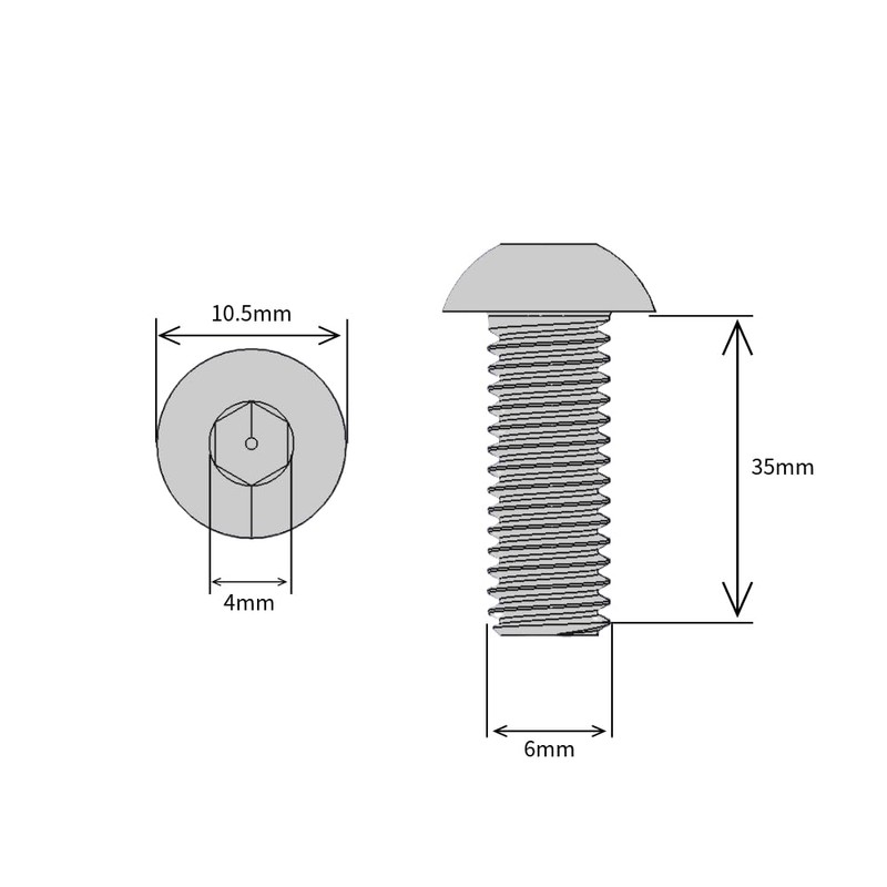 M6 (6mm x 35mm) Hex Socket Button Head Screws -