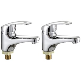 bath&bath Washroom Toilet 2 Hand Wash Single Lever Standing Faucet Hand Washing Bowl Washbasin Water Faucet (Single Faucet x 2)