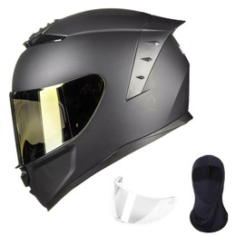 ILM Motorcycle Helmets Full Face for Men Women Cascos para Motos Powersports Motorbike Street Racing DOT Model MF566(MB Golden,L)