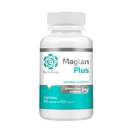 Fort Core - Maglan Plus Magnesio Glicinato + Citrato 600mg | Alta Absorción | 60 Cápsulas | Fórmula Doble Magnesio para Uso Nocturno