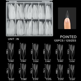 C12rtive 120Pcs Matte Dual Nail Forms,Pointed Shape Extension Poly Nail Gel Nail Forms Full Cover Nail Molds 12 Sizes for Solid Nail Gel Glue Nail Art Design Salon & DIY