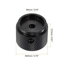 sourcing map 2 Pcs Aluminium Potentiometer Knobs, 3/16"(4mm) IDx7/8"(20mm) ODx5/8"(15.5mm) Height Universal Volume Tone Control Knobs for Guitar, Bass, Arrow Indicator, Black