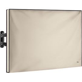 Garnetics Outdoor TV Cover 65 Inch Waterproof and Weatherproof TV Covers | Outdoor TV Enclosure | Smart Shield TV Screen Protector for Outside TV | Cover for Moving | TV Display Protectors – Beige