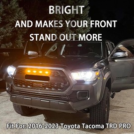 AUPARTIK 4 x LED Grill Lights Amber fit for Toyota Tacoma TRD PRO 2016 2017 2018 2019 Front Grille Light kit with Wiring Harness & Fuse