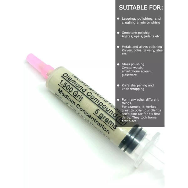 TechDiamondTools Diamond Polishing Lapidary Paste 1,500 Grit 6-12 Micron (M)