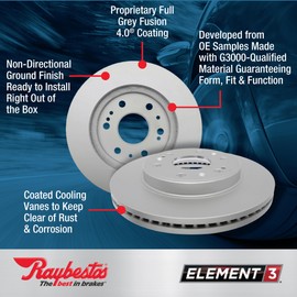 Raybestos Element3 Automotive Replacement Rear Coated Brake Rotor for Select 2011-2022 Hyundai Accent, 2012-2022 Kia Rio, 2013-2014 Dodge Attitude (980980FZN)