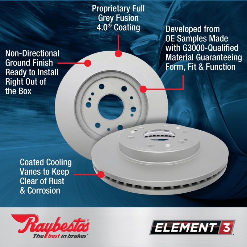 Raybestos Element3 Automotive Replacement Rear Coated Brake Rotor for Select