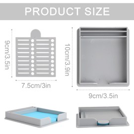 Sticky Note Holder with Five Different Stencils, Line Box Drawing Templates Post Note Dispenser with Anti-Skidding Mats for 3x3in Sticky Notes for It Room Office School Desk Organizer(Gray)