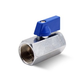 DOJA Barcelona Mini Ball Valve, Blue, 1/2 Inch, Female Thread, Mini Stopcock, Chrome-Plated Brass, Mini Shut-off Valve for Water Pumps, Tanks, Outdoor Valve, Water Connections