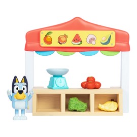 Bluey Mini Playsets Farmers Market Playset Includes Bingo Figure with Articulated Joints, Shopping Bag and Accessories
