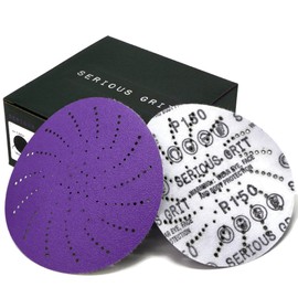 Serious Grit 5-Inch 150 Grit Ceramic Multi-Hole Hook & Loop Sanding Discs - Advanced Grain for Fast Cutting & Long Life - Film-Backed Universal Fit Sandpaper for 5-in Sanders - 50 Pack Box