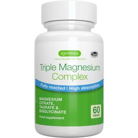 Igennus Advanced Triple Magnesium Complex – 2000mg Glycinate, Citrate & Taurate Blend – 262mg Elemental Magnesium – Chelated & Clean Label – Vegan – 60 Tablets (30 Servings)