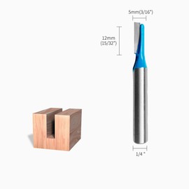 Dapetz ® Straight Twin Flute Router Bit Cutter 1/4" Shank Tungsten Carbide Tipped TCT Grooving Metric 5mm x 12mm Fits with Bosch, Makita & DeWalt Routers