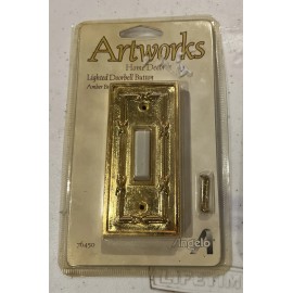 ANGELO ARTWORKS Home Decor Amber Brass PUSH BUTTON Doorbell #76450 Lighted