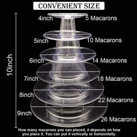 Gawertoy 6-Tier Round Macaron Display Stand, 10 inch, Clear, Reusable, Food Grade PVC