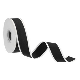 PATIKIL 9.8 Yards x 1" Christmas Striped Ribbon, Candy Ribbon Roll Fabric Wrapping Ribbon for Craft Wreath Birthday Wedding Festival Decoration, Black