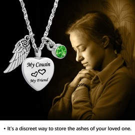 Buruslove Heart Urn Necklace for Ashes Cremation Necklace for Human Ashes In Loving Memory My Cousin My Friend Memorial Necklace Urns for Ashes Cremation Jewelry Memorial Bereavement Gifts