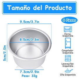 Kokila Molde para Tartas, Juego de 6 Moldes Redondos, Moldes para Pasteles de Aluminio, Mini Molde para Hornear de 4 Pulgadas, para Hornear Mini Pasteles, Postre y Quiches, para Horno y Lavavajillas