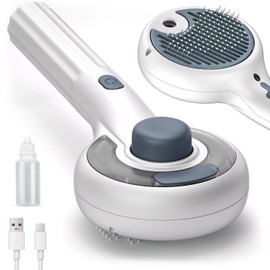 Qerilo Cat Steam Brush for Indoor Cats – 3-in-1 Grooming Tool with Water Spray, Self-Cleaning Hair Comb for Long & Short Haired Cats and Dogs