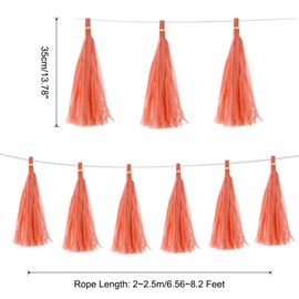 MECCANIXITY 25Pcs Orange Tassel Garland Banner with Rope Tissue Paper Tassels Party DIY Kits for Anniversary Wedding Birthday Party