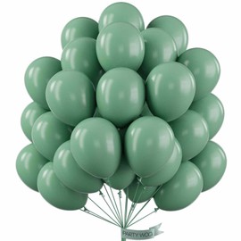 PartyWoo Sage Green Balloons 50 pcs 12 Inch Matte Dusty Olive Boho Green Eucalyptus Latex Helium Balloons for Wedding Baby Shower Gender Reveal Birthday Graduation Safari Party Decorations Green-F03