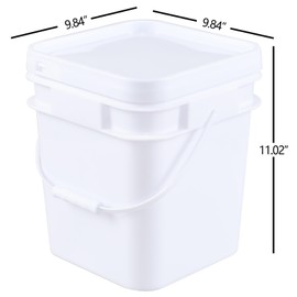 Tyminin White Food Grade Bucket with Airtight Lids, Plastic Painting Can Square Oil Tub, 3 Gallon Plastic Bucket, All Purpose Pail with Handle (4 Pack)