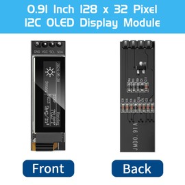 YELUFT 2 Pieces Pre-Soldered 0.91 Inch I2C OLED Display Module 128 x 32 Pixel IIC Arduino Display with Protective Case for Arduino/Raspberry Pi/ESP32