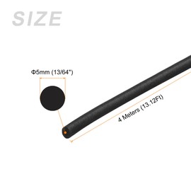 METALLIXITY Foam Rubber Weather Seal Strip (5mm Diameter x 4m Long) 1pcs, EPDM Rubber Round Seal Strip - for House Repair, Door, Black