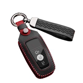 ontto Car Key Case Key Cover Fits Ford Fusion Mustang Explorer F150 Edge Mondeo Mk5 Focus Mk4 2019 2020 2021 Remote Control Key Fob Leather Key Case Accessories Black