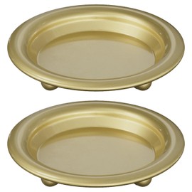 Apsvwys Gold Candle Holders for Pillar Candles, 2PCS Metal Candle Plate Stand for Scented & LED Candles - Versatile Pillar Candle Holder Decor for Living Rooms, Dining Tables, Weddings